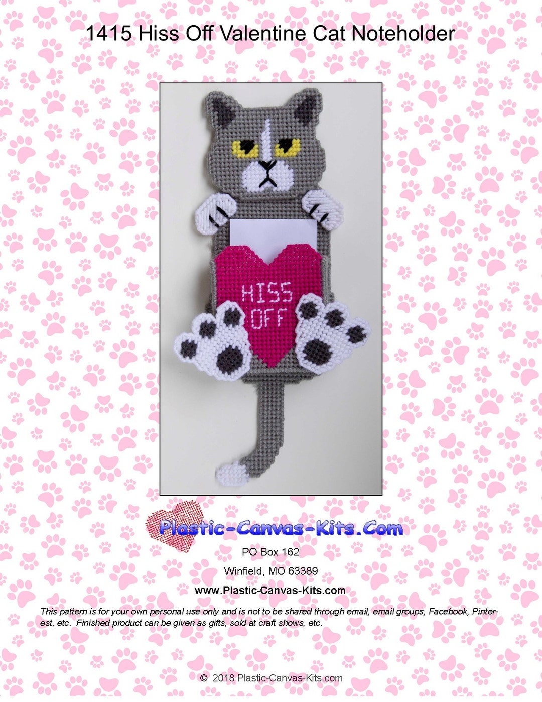 Hiss off Valentine's Day Cat Treat Holderplastic Canvas Patternpdf