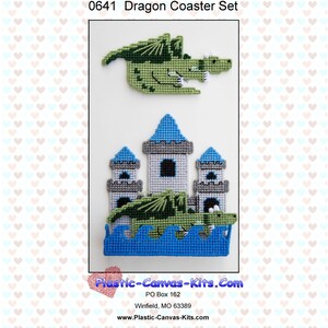 Drachen-Untersetzer-Set mit Schloss-Untersetzer-Halter-Plastik-Leinwand-Muster-PDF Download