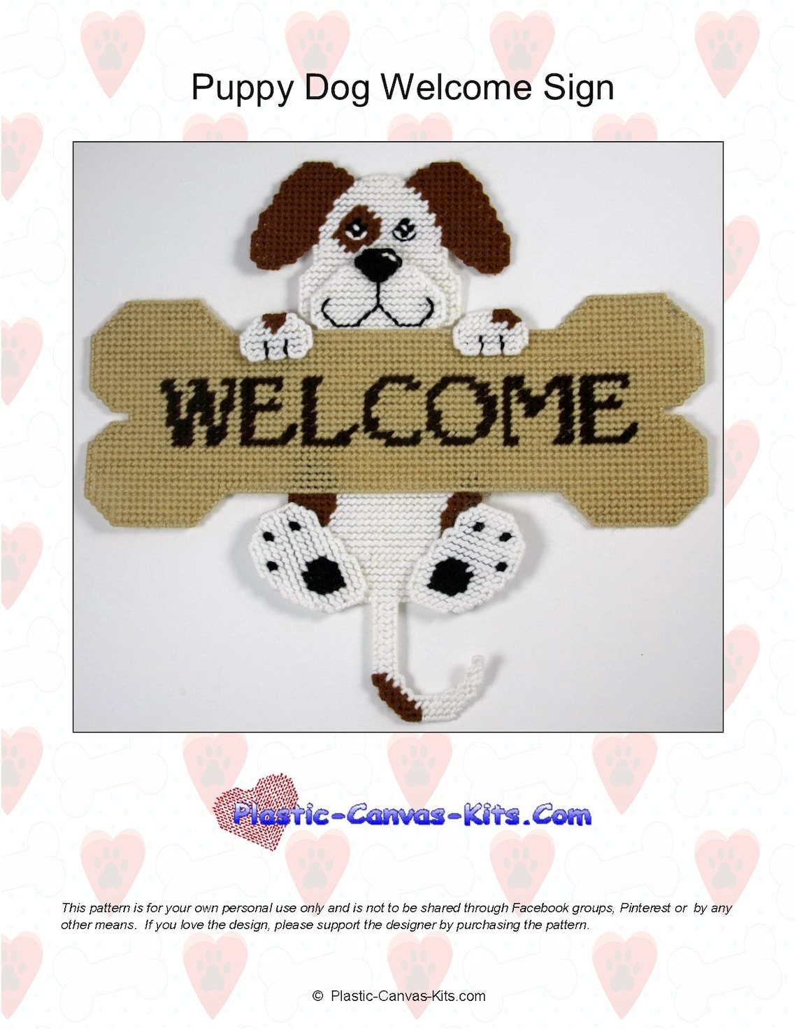 Puppy Dog Welcome Sign-plastic Canvas Pattern PDF Download - Etsy