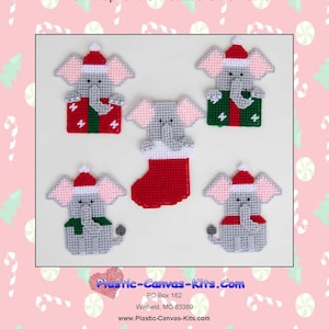 Elephant Christmas Ornaments-Plastic Canvas Pattern-PDF Download