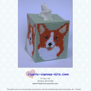 Corgi hunddukstoppare - plastkanvasmönster - PDF-nedladdning