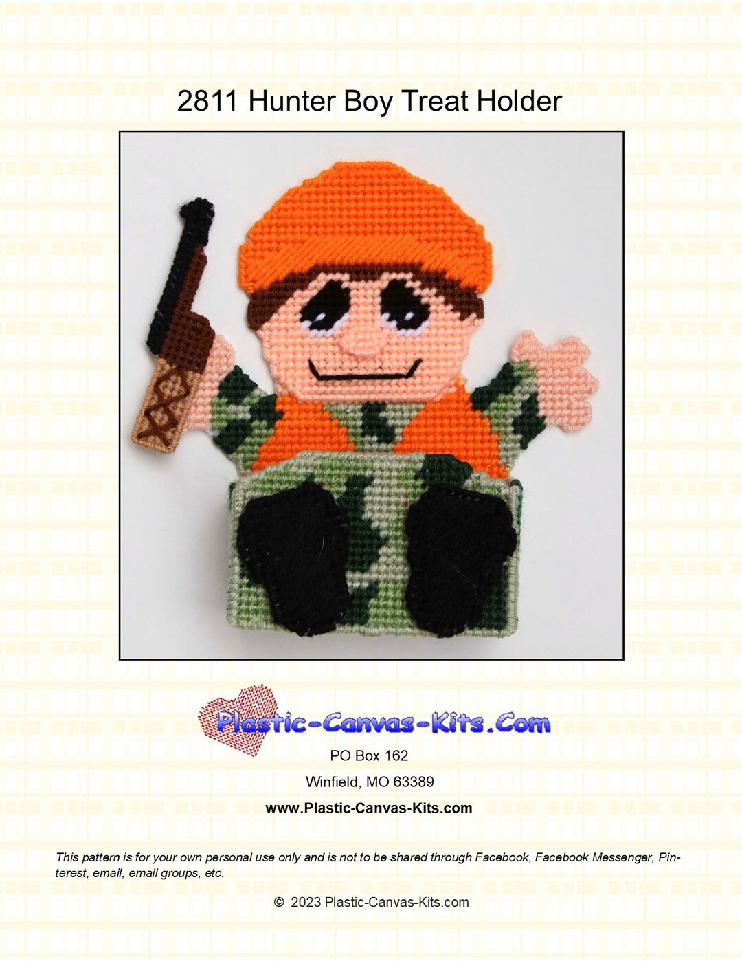 Hunter Boy Treat Holder-plastic Canvas Pattern-pdf Download - Etsy