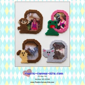 Animal Tails Magnetic Frames-Cat, Dog, Frog, Monkey-Plastic Canvas Pattern-PDF Download