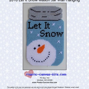 Let it Snow Snowman Mason Jar Wall Hanging-Plastic Canvas Pattern-PDF Download