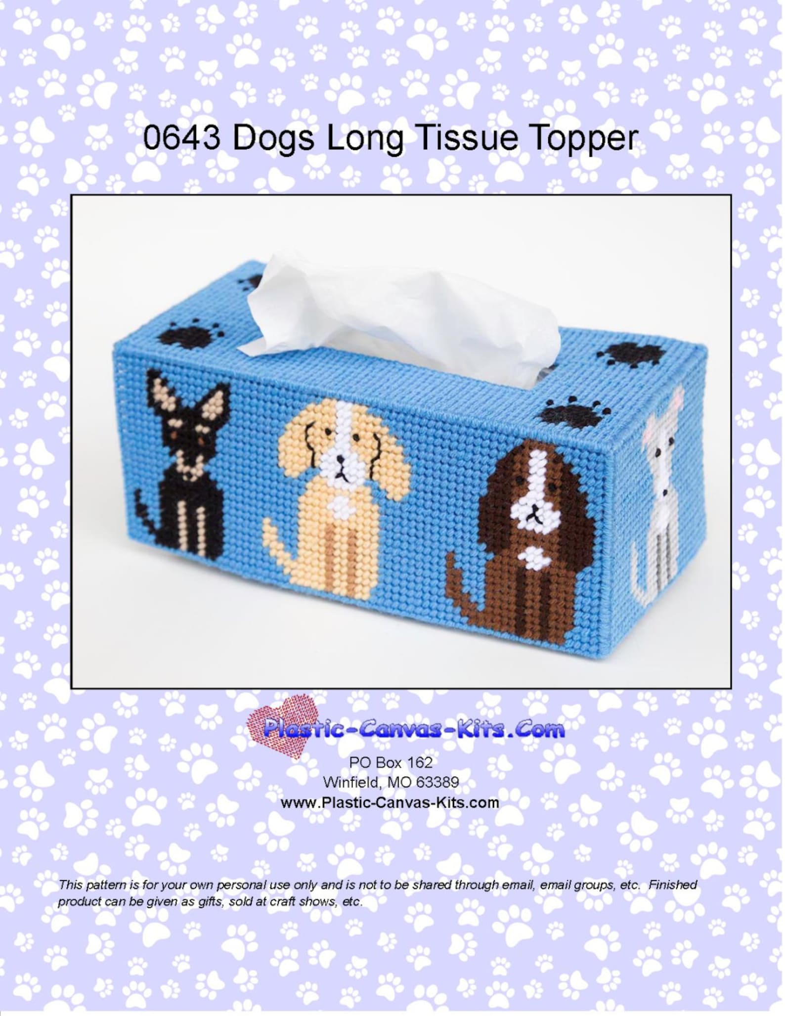 Dog Long Tissue Topperplastic Canvas Patternpdf Download Etsy