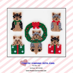 Yorkshire Terrier-Yorkie-Christmas Ornaments-Plastic Canvas Pattern-PDF Download