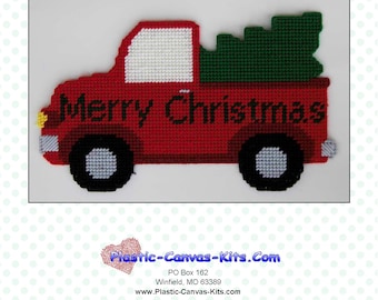 Merry Christmas Truck Wall Hanging-Plastic Canvas Pattern-PDF Download