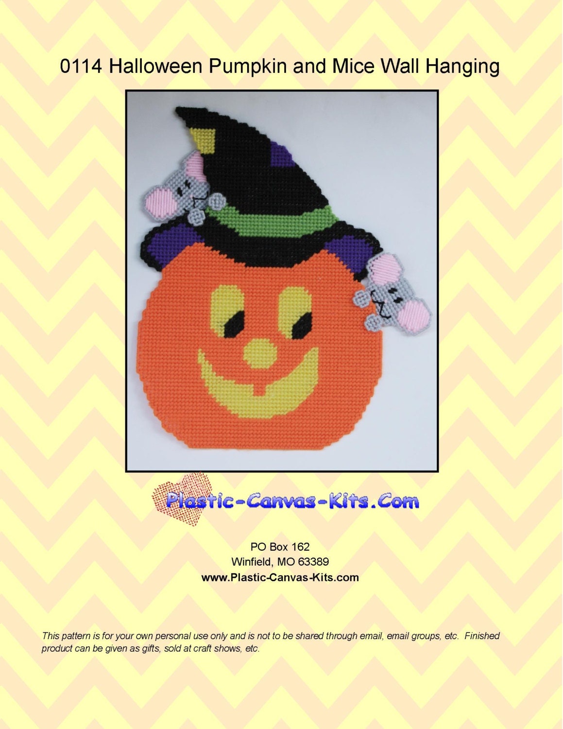 Mouse in Halloween Pumpkin Magnet-Plastic Canvas Pattern-PDF Download