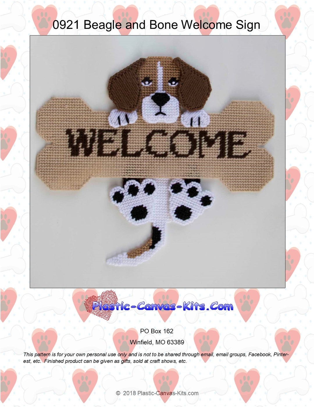 Beagle Welcome Bone-plastic Canvas Pattern-pdf Download - Etsy