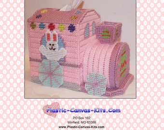 Easter Train Tissue Topper with Easter Bunny-Plastic Canvas Pattern-PDF Download