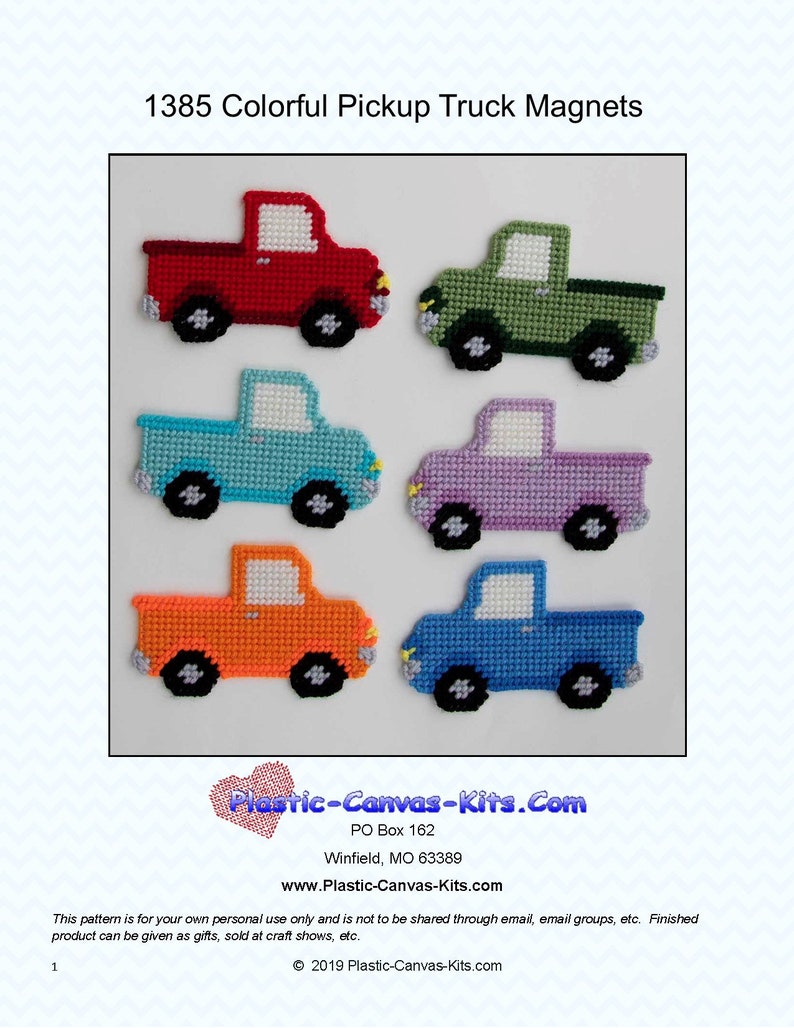 Pickup Truck Magnets-plastic Canvas Pattern-pdf Download - Etsy