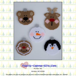 Christmas Character Bulb Ornaments-Snowman, Penguin, Reindeer-Plastic Canvas Pattern-PDF Download