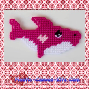 Valentine&#39;s Day Shark Magnet-Plastic Canvas Pattern-PDF Download