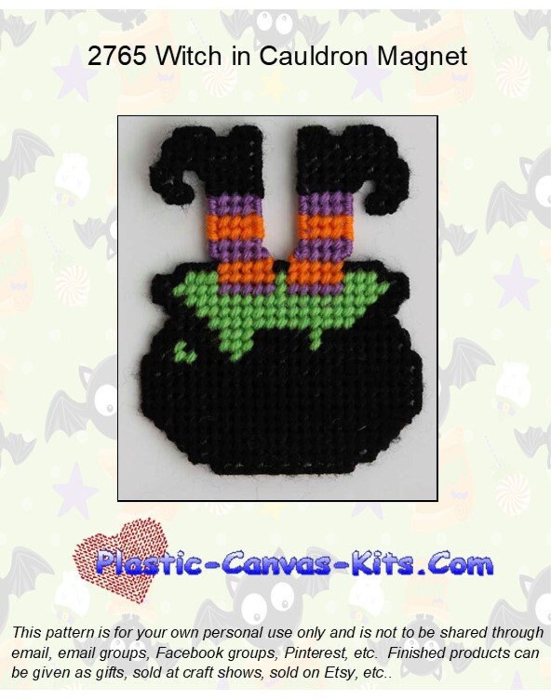 Witch in Cauldron Magnet-plastic Canvas Pattern-pdf Download - Etsy
