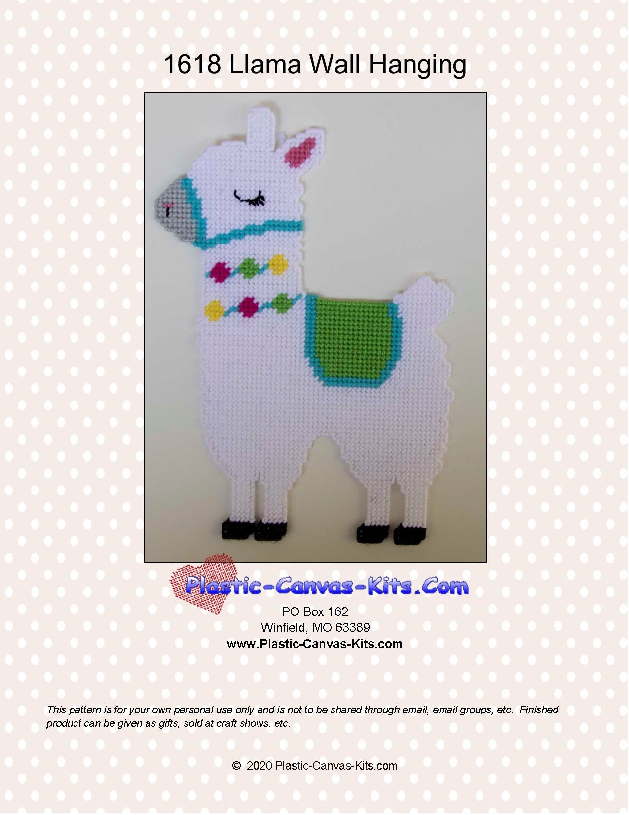 Llama Wall Hanging-plastic Canvas Pattern-pdf Download -  Israel