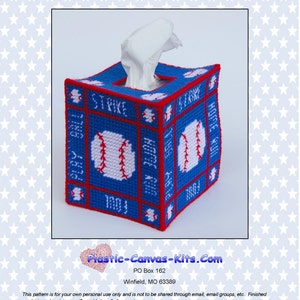 Baseball Tissue Topper-Plastic Canvas Pattern-PDF Download