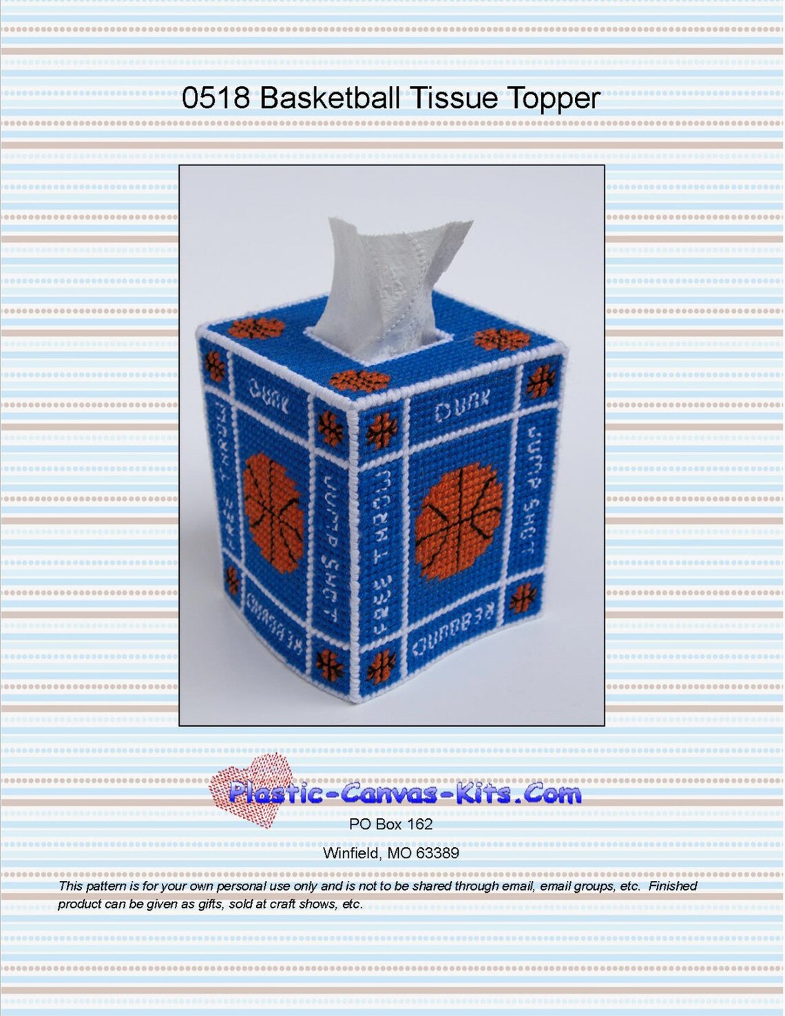 Basketball Tissue TopperPlastic Canvas PatternPDF Download Etsy España
