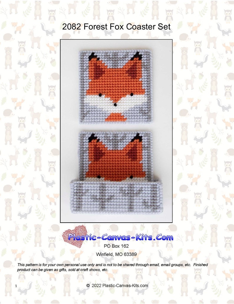 Forest Fox Coaster Set-plastic Canvas Pattern-pdf Download - Etsy