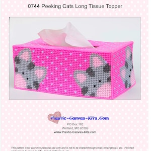 Peeking Cats Long Tissue Topper-Plastic Canvas Pattern-PDF Download