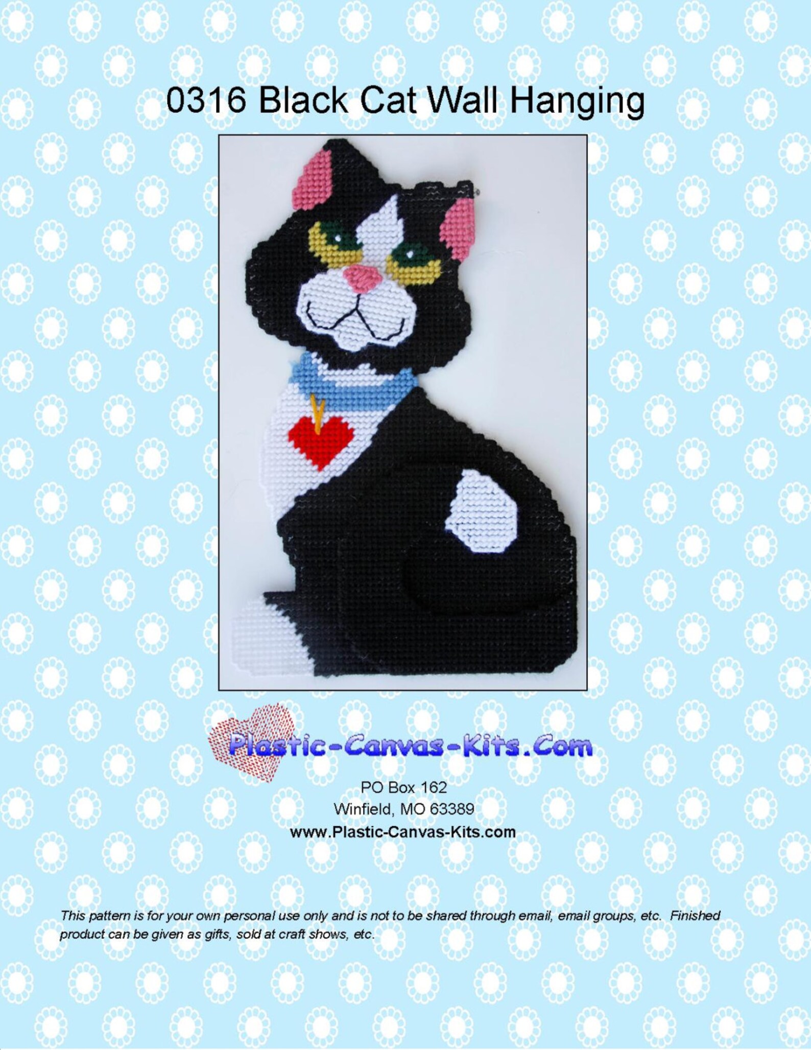 Black Cat Wall Hangingplastic Canvas Patternpdf Download Etsy