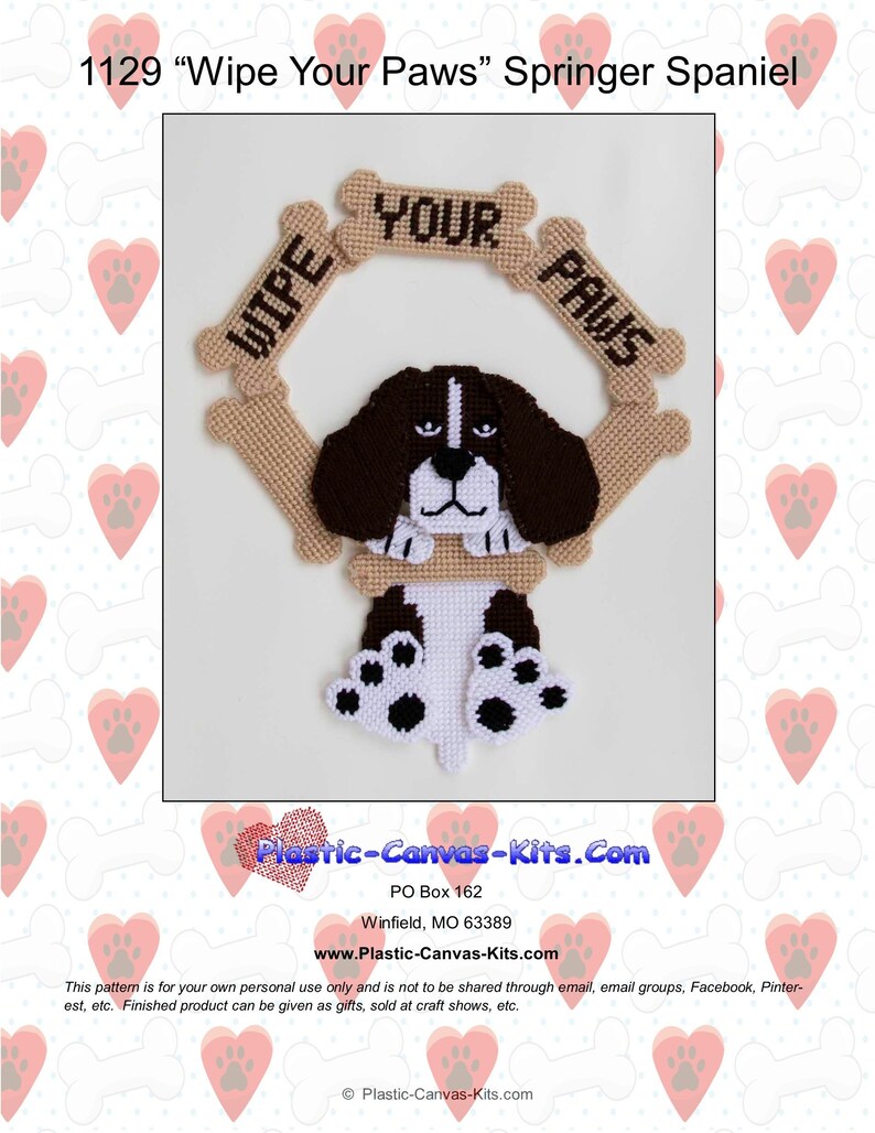 Springer Spaniel Dog Wipe Your Paws Wall Hanging-Plastic Canvas Pattern-PDF Download
