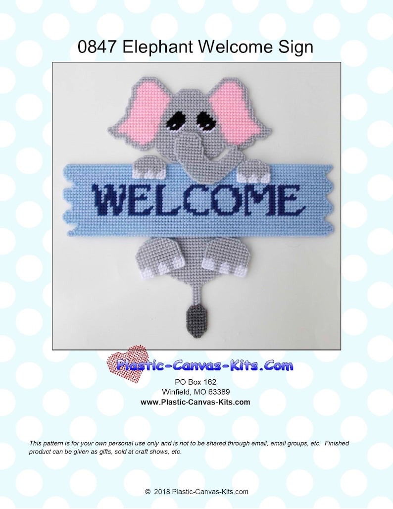 Elephant Signplastic Canvas Patternpdf Download Etsy