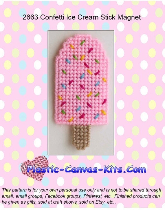 Confetti Ice Cream Stick Magnet-plastic Canvas Pattern-pdf