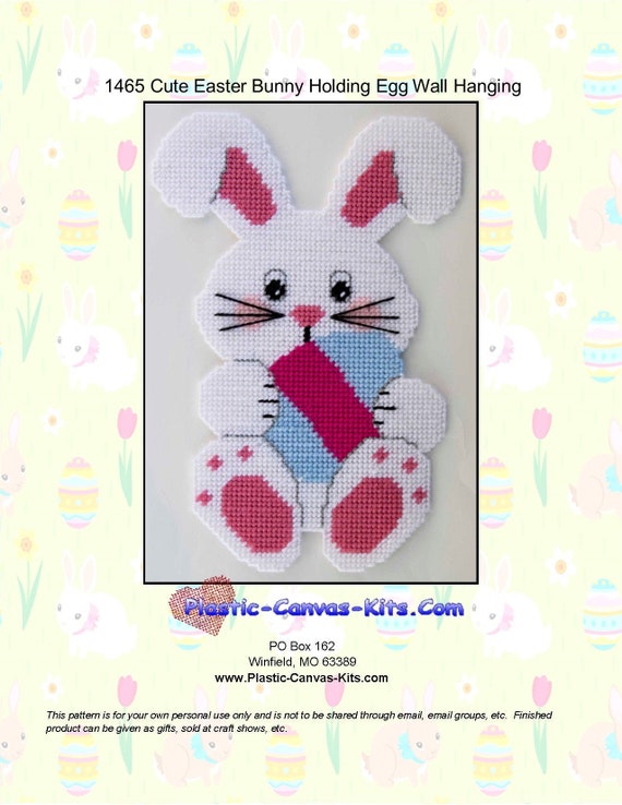 Cute Bunny Holding Easter Egg Wall Hanging-plastic Canvas | Etsy