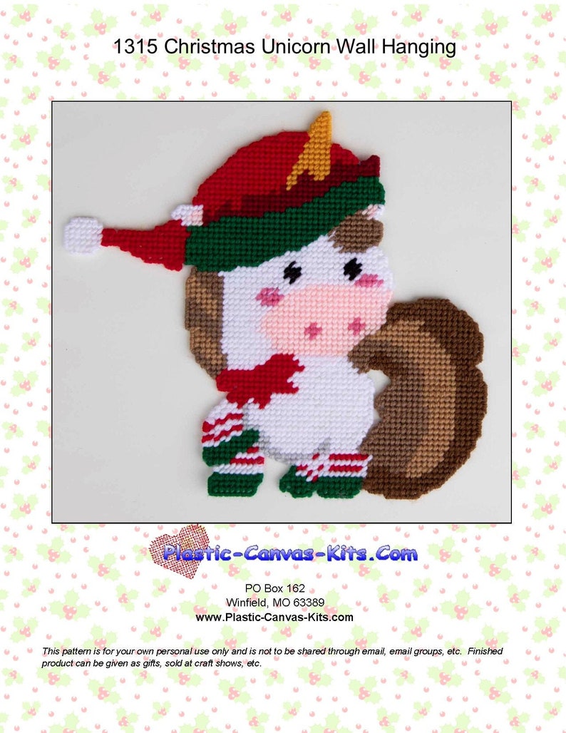 Christmas Unicorn Wall Hangingplastic Canvas Patternpdf Download Etsy