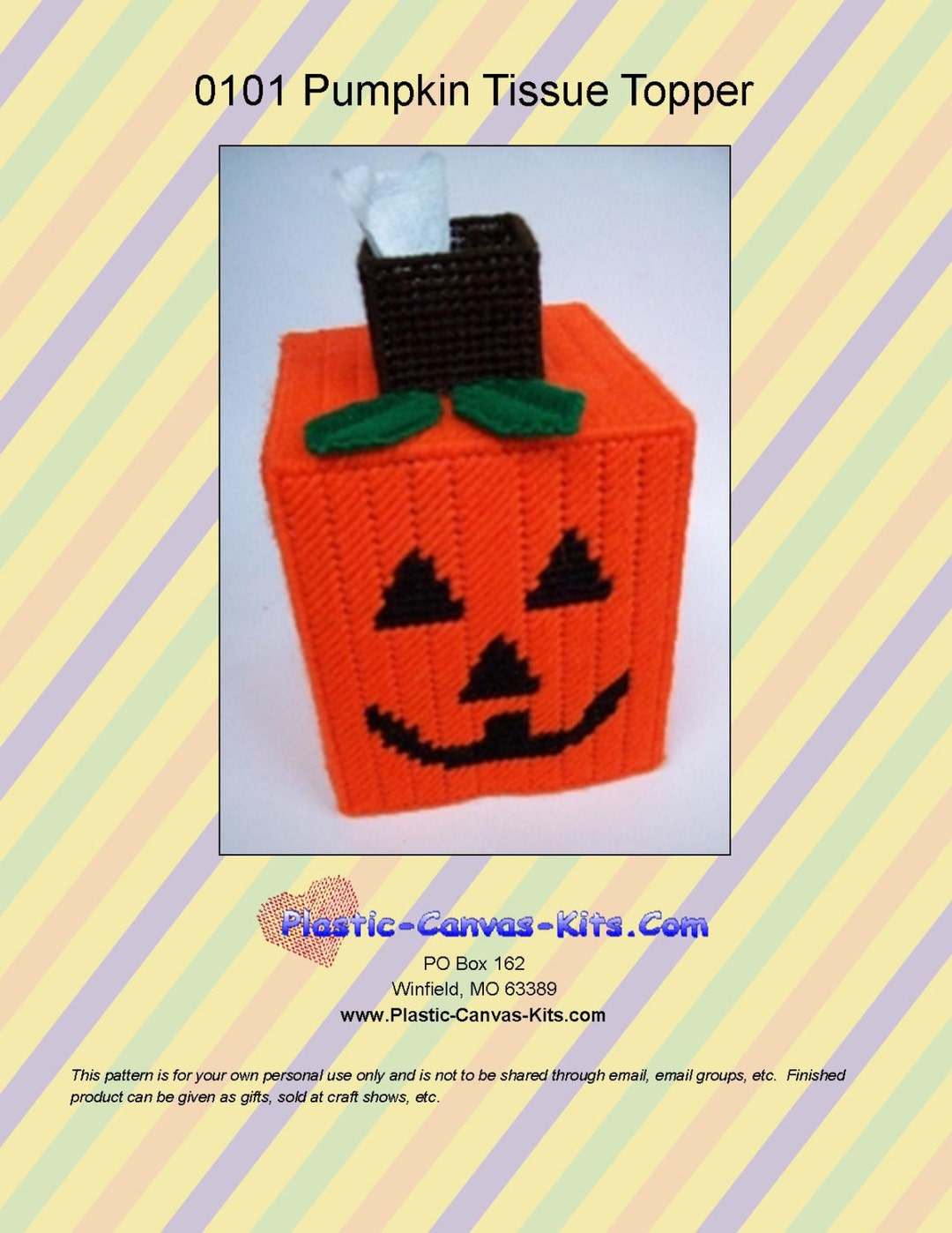 Halloween Pumpkin Tissue Topper-plastic Canvas Pattern-pdf Download - Etsy