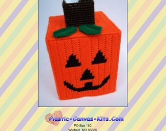 Halloween Pumpkin Tissue Topper-Plastic Canvas Pattern-PDF DOwnload