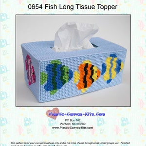 Tropical Fish Long Style Tissue Topper-Plastic Canvas Pattern-PDF Download