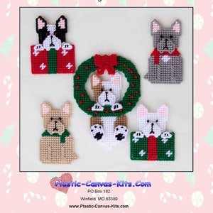 French Bulldog Christmas Ornaments-Plastic Canvas Pattern-PDF Download