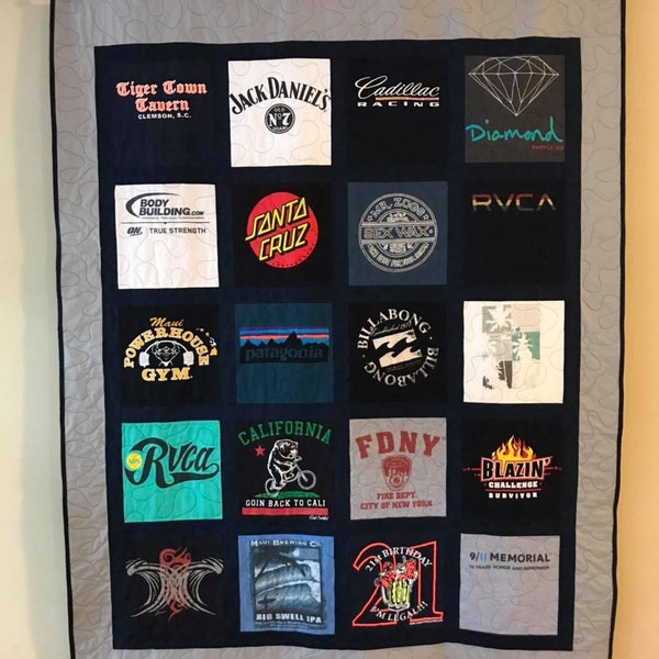Custom T-shirt Quilt with Sashing and Bordering