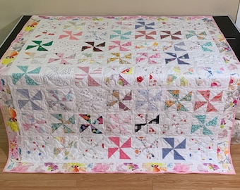 Custom Pinwheel Baby Clothes Quilt – Handmade Keepsake Memory Quilt