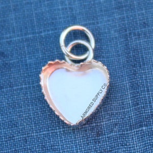 Serrated Heart Bezel Pendant Blank Mounting, Wholesale Blanks, Bezel Pendant Setting, DIY Jewelry, Silver charm Blanks, Jewelry Supplies