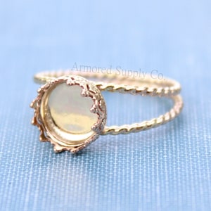 Gold-Filled Double Rope Band 10mm Crown Bezel Ring blank, Gold Round Cabochon Setting, jewelry supply build your diy ring, wholesale jewelry