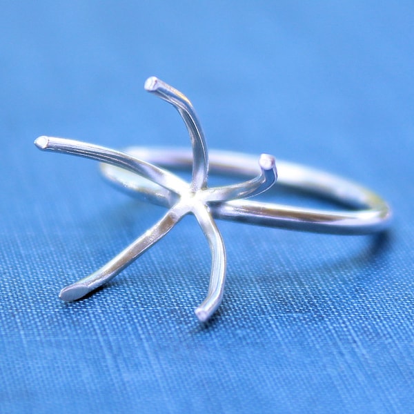 Claw Prong Ring Blank, 5 Prong Ring, Raw Stone Setting, Wholesale Ring, Design Your Ring, DIY Jewelry, Silver Ring Blanks, Jewelry Supplies