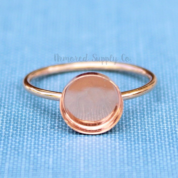 Rose Gold Filled 10mm Bezel Cup Ring blank, Round Cabochon, Breast Milk, DIY jewelry supplies, build your ring, wholesale jewelry, diy ring