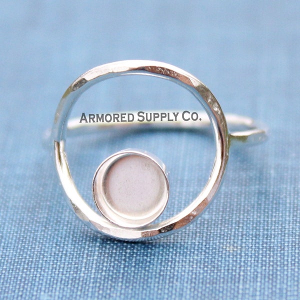 Silver Karma Full Moon Bezel Cup Ring blank, Round Cabochon, Breast Milk DIY jewelry supplies, build a ring, wholesale jewelry