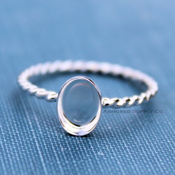 Silver Rope Oval Bezel Cup Ring blank, Oval Cabochon, Resin, Breast Milk, DIY jewelry supplies, build your ring, wholesale jewelry, diy ring