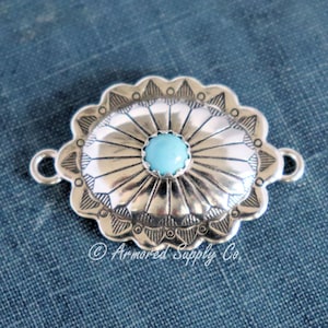 Sterling Silver Medium Oval Concho Connector, jewelry connector, jewelry components, permanent jewelry, silver connectors, silver components