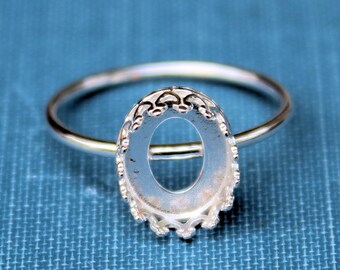 Oval 10x8mm Crown Bezel Cup Ring blank, 8x10mm Oval Cabochon, Cab Glue Pad Breast Milk, DIY jewelry supplies, build ring, wholesale jewelry