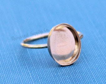 Anel em formato de copo oval banhado a ouro, 10 x 8 mm, cabochão, cabochão de leite materno, materiais para bijuteria DIY, monte seu anel, bijuteria por atacado, anel DIY