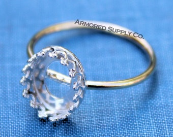 METALES MIXTOS Oro y plata Ovalado 10 x 8 mm Corona Bisel Anillo en blanco, Cabujón ovalado 8 x 10 mm, Anillo en blanco de oro plateado, Suministros de joyería, Engaste de anillos