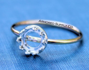 MIXED METALS Gold & Silver Round 6mm Crown Bezel Ring blank, 6mm Cabochon ring, Silver Gold Ring Blank, Jewelry Supplies, Ring Setting