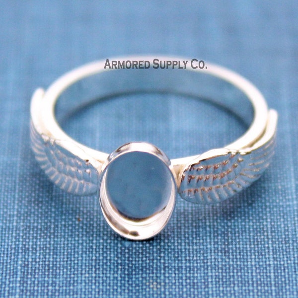 Double Angel Wing Ring Plain Oval Bezel Cup Ring blank, Oval Cabochon, Breast Milk DIY jewelry supplies, build a ring, wholesale jewelry