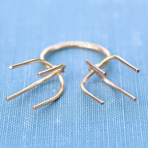 Gold-Filled Claw Prong Ring Blank, Adjustable Open Ring Band, Double Claw Prong Ring Blank, Wholesale Silver Ring, DIY Jewelry Supply