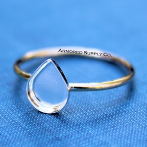 MIXED METALS Gold & Silver Plain Pear Bezel Ring blank, Teardrop Cabochon ring, Pear Silver Gold Ring Blank, Jewelry Supplies, Ring Setting