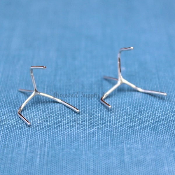Silver Claw Prong Raw Stone Stud Earring Blanks, 3 Prong Setting, Wholesale Blanks, Raw Stones, DIY Jewelry, Silver Blanks, Jewelry Supplies